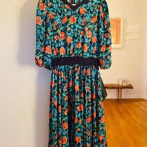 Diane Freis Vintage 80s floral dress with belt